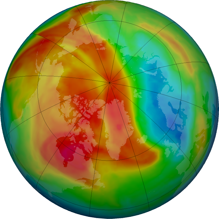 Arctic ozone map for 01 March 2016